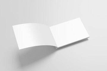 Blank A4 Landscape Book Mockup on white background. 3d rendering