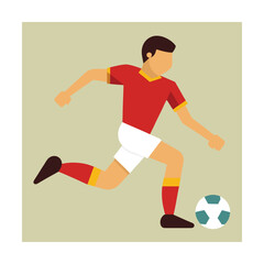 Soccer player running with ball flat illustration football