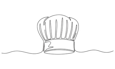 Minimalist Continuous Line Art Drawing of a Chef's Hat