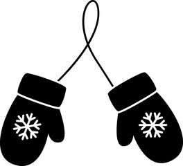 Winter Christmas mittens silhouette vector isolated.
Festive gloves decorated with snowflakessilhouette.
Transparent background. SVG.