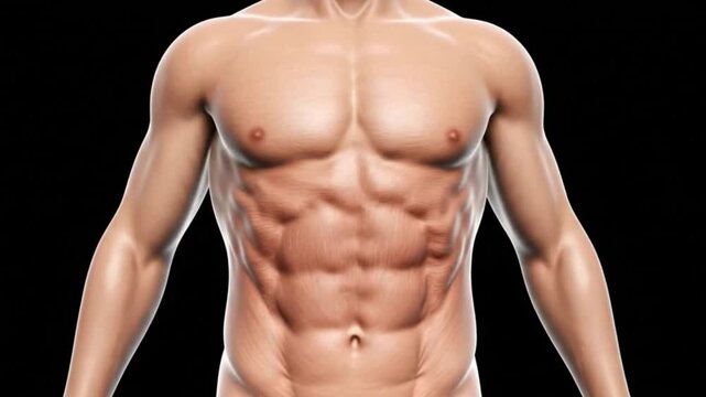Muscular Torso Anatomy Illustration Fitness Training Athletic Body Abdominal Muscles Healthcare Human Biology