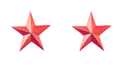 Festive Glittering Red Stars on Transparent Background Sparkling Celebration Elements