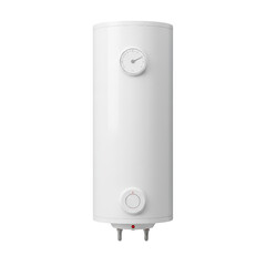 Contemporary white water heater showcasing minimalistic design on a transparent canvas