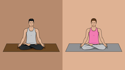 Flat Color Yoga Vector Illustrations