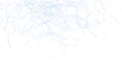 Abstract network of blue lines and dots on white background, representing connection, communication and technology. Ideal for data, AI, and futu