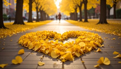 ハート型のイチョウの葉5