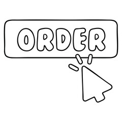 Outline Vector: Order Button with Mouse Cursor Click