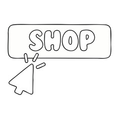 Outline Vector SHOP Button with Mouse Cursor Click