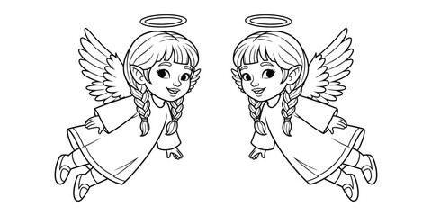 Collection of angel illustrations with celestial and religious elements