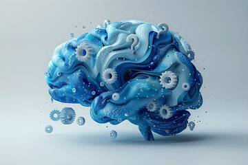 Artificial Intelligence Brain Illustration – Futuristic Neural Network Concept with Data Streams, Cognitive Processing, Machine Learning and Digital Technology Elements