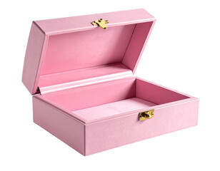 Empty Open Pink Jewelry Box with Velvet Interior transparent background.