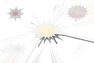 Obraz premium Abstract illustration of starbursts with varying shades and tones on a white plain background art