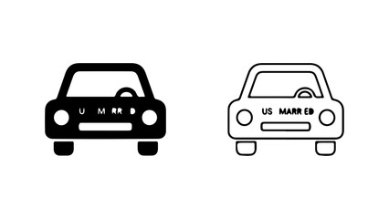 Fototapeta premium Just married car icons with transparent background