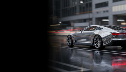 Futuristic Robot Coupe in Low Angle Studio Shot with Copy Space