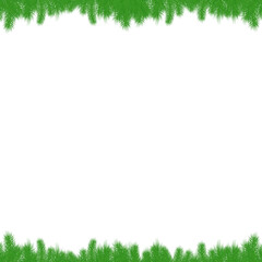 Obraz premium Christmas tree branches background. New Year wallpaper concept. Empty copy space frame for winter holidays. Vector illustration.