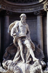 Naklejka premium View of Trevi Fountain of Sculpture in Rome, Italy during 1990s