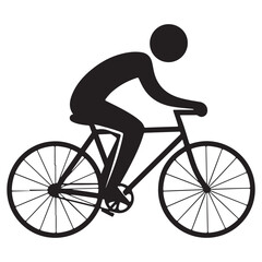 Obraz premium Black silhouette of a person riding a bicycle on a white background cyclist icon