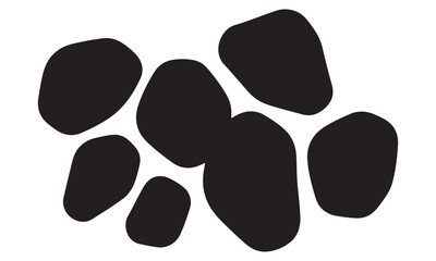 Minimalist Abstract Pattern of Black Organic Stone Shapes on White Background