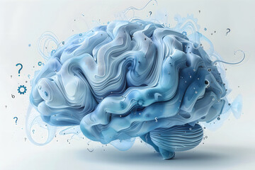 Artificial Intelligence Brain Illustration – Futuristic Neural Network Concept with Data Streams, Cognitive Processing, Machine Learning and Digital Technology Elements