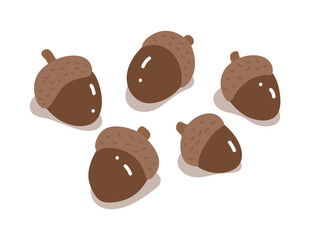 Acorn illustrations. A cute and simple vector set suitable for fall, squirrel, nature, and Thanksgiving designs.