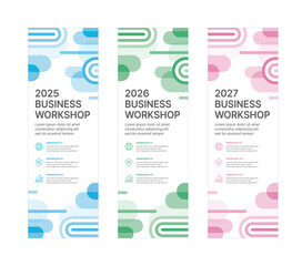 Modern business banner templates with abstract geometric patterns. Perfect for workshops, events, conferences, presentations, or branding projects, combining style and professionalism.