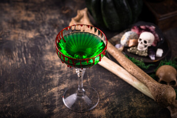 Halloween zombie martini green cocktail