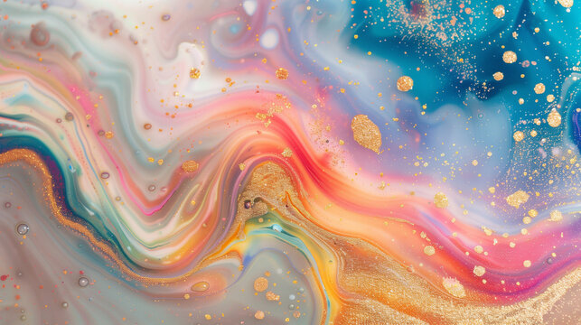 Artistic background featuring flowing and dripping colors that spread across the canvas, forming a vivid burst of paint.