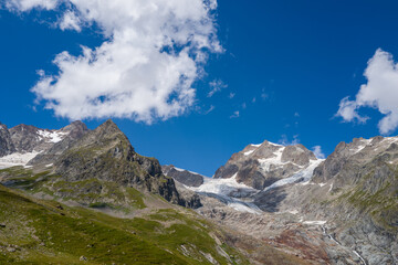 This landscape photo was taken in Europe, France, Auvergne Rhone Alpes, Haute Savoie, in summer. It...