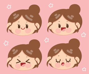 cute girl expression pony tail illustration vector art