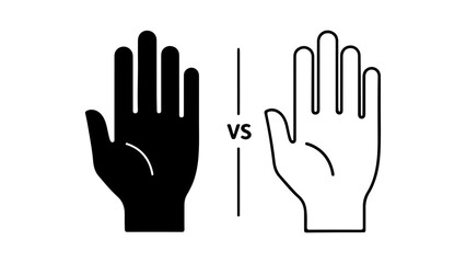 Obraz premium Hands comparison with versus sign with transparent background