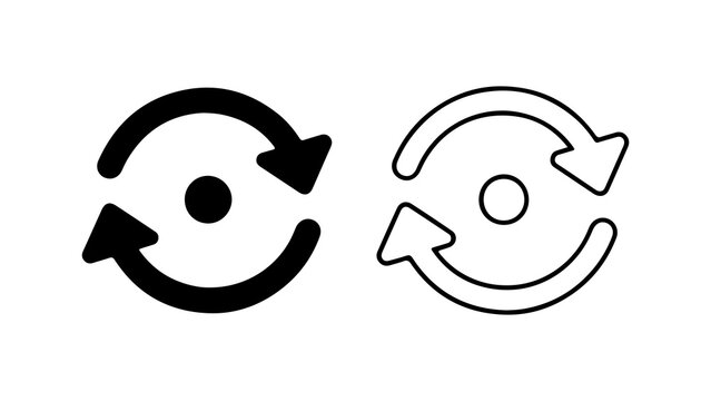 Circular arrows with center dot with transparent background