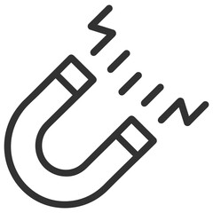 Magnet symbol representing attraction, energy and magnetic force concept on transparent background