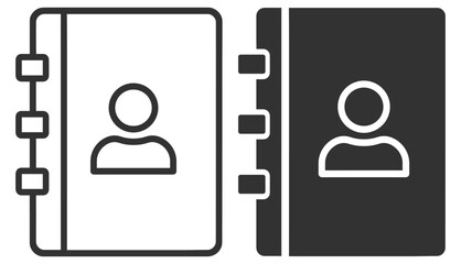 Address book contact icon set on transparent background