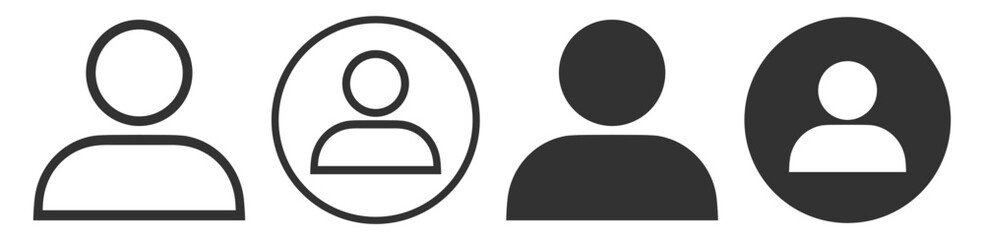 User profile avatar icon set on transparent background