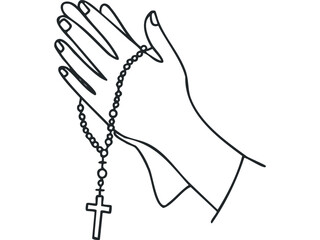 Hands holding rosary with cross