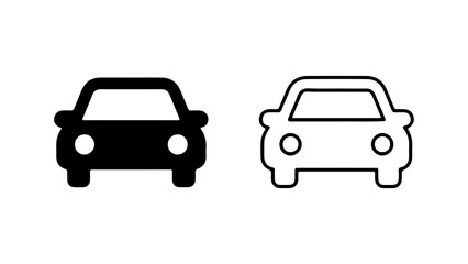 Obraz premium Car icons with outline and solid fill with transparent background