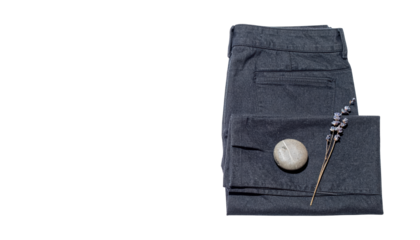 Stylish gray jeans with lavender and stone for minimalist life