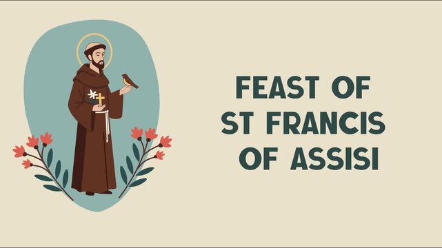 Animated Feast of Saint Francis of Assisi Illustration  Patron Saint of Animals and Nature