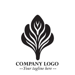 Spinach Logo Symbol in Black on the White Background Minimalist Leaf Vegetable Illustration