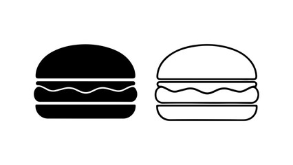 Fototapeta premium Burger icons with outline and solid fill with transparent background