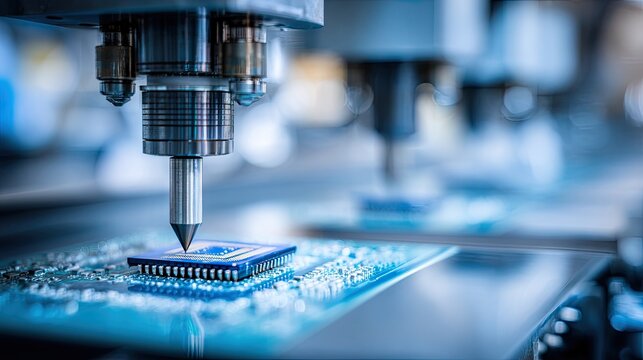 Automated circuit board manufacturing process with close up detail