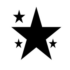 Black star icon with five small stars, minimalist vector symbol on white background
