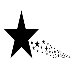 Black star icon with five small stars, minimalist vector symbol on white background