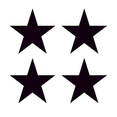 Black star icon with five small stars, minimalist vector symbol on white background
