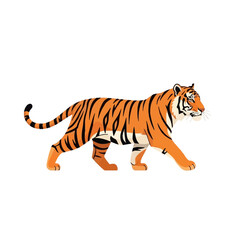 Obraz premium Walking Tiger Illustration on White Background, Cartoon Bengal Tiger