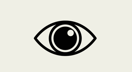 Obraz premium A stylized, minimalist graphic of a human eye, featuring a black iris and pupil on a light background.