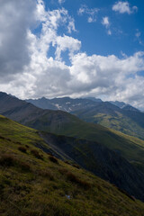 Fototapeta premium This landscape photo was taken in Europe, Switzerland, Valais, in summer. We can see the Ferret valley, under the sun.