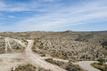 This landscape photo was taken in Europe, Spain, Aragon, Zaragoza, in summer. It shows the countryside in Alfajar&iacute;n, under the Sun.
