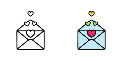 Colorful Love Letter Icon with Hearts Floating from Envelope for Romantic or Valentine Themes