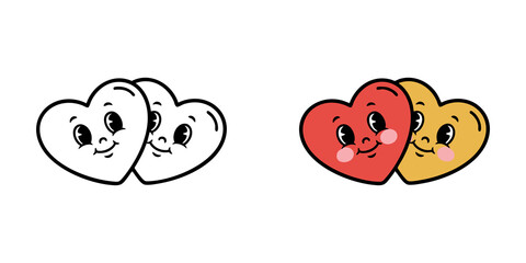 Happy cartoon hearts smiling together in a cheerful and colorful design for various festive occasions